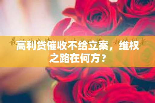 高利贷催收不给立案，维权之路在何方？