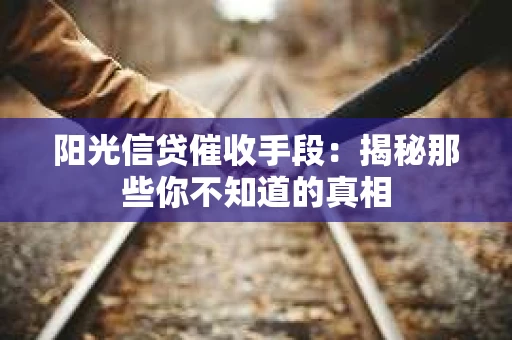 阳光信贷催收手段：揭秘那些你不知道的真相