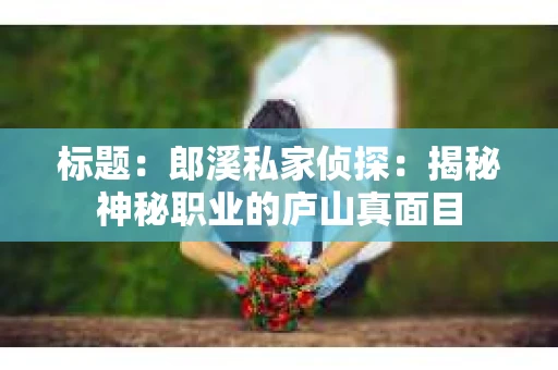 标题：郎溪私家侦探：揭秘神秘职业的庐山真面目