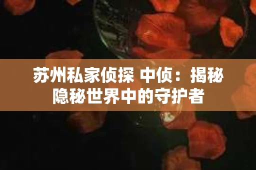 苏州私家侦探 中侦：揭秘隐秘世界中的守护者