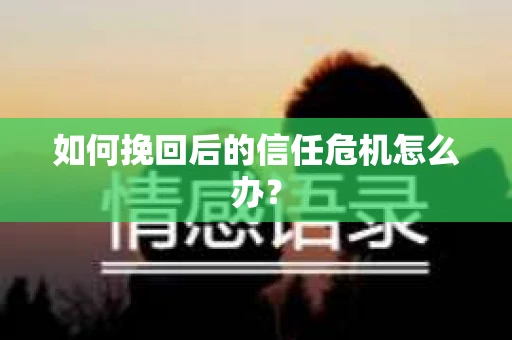 如何挽回后的信任危机怎么办？